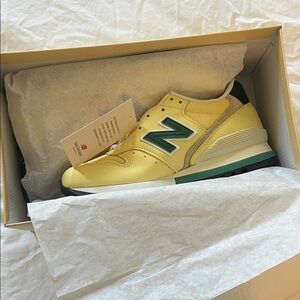 New Balance 996 Lemon and Forest Sneakers